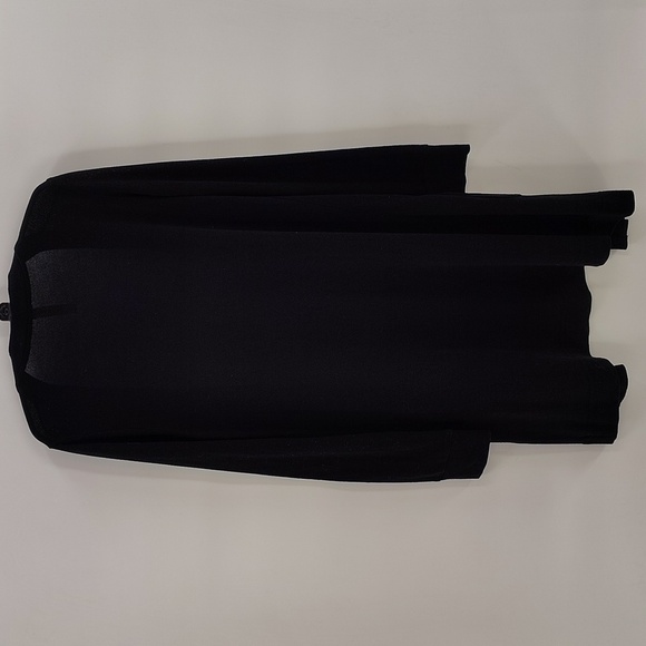 Tickled Teal Open Front Cardigan Size Large Black Front Pockets Long Sleeve - Picture 6 of 6